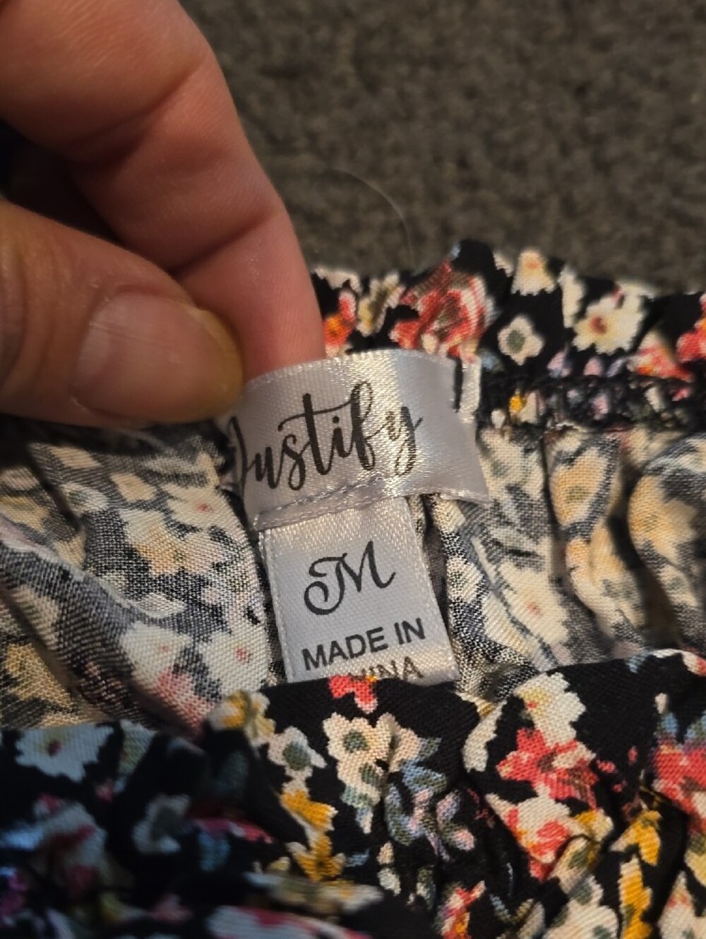 Justify Black Floral Midi Dress with Pink and White Accents - Picture 5 of 7